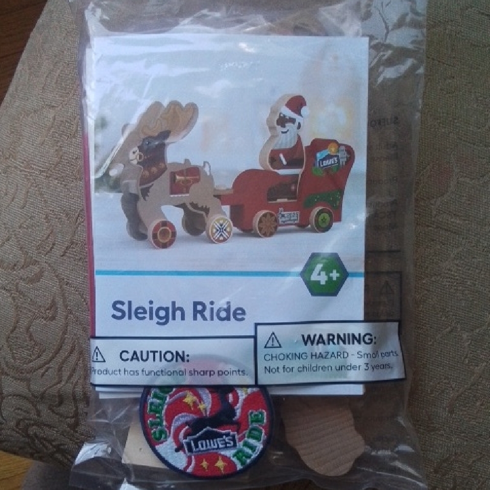 DYI Wooden Sleigh Ride With santa Toy - Red and Natural